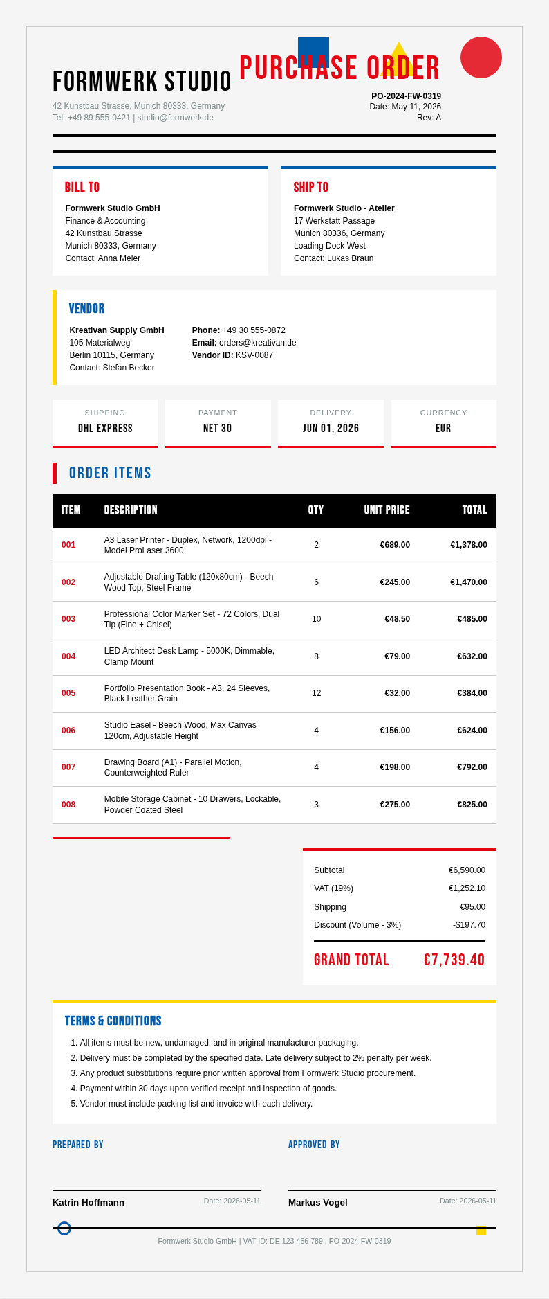 Bauhaus geometric Purchase Order